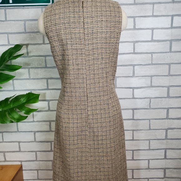 J. Crew Sleeveless Wool Blend Beige and Gray Tweed Mini Dress Size 10 - Picture 5 of 9